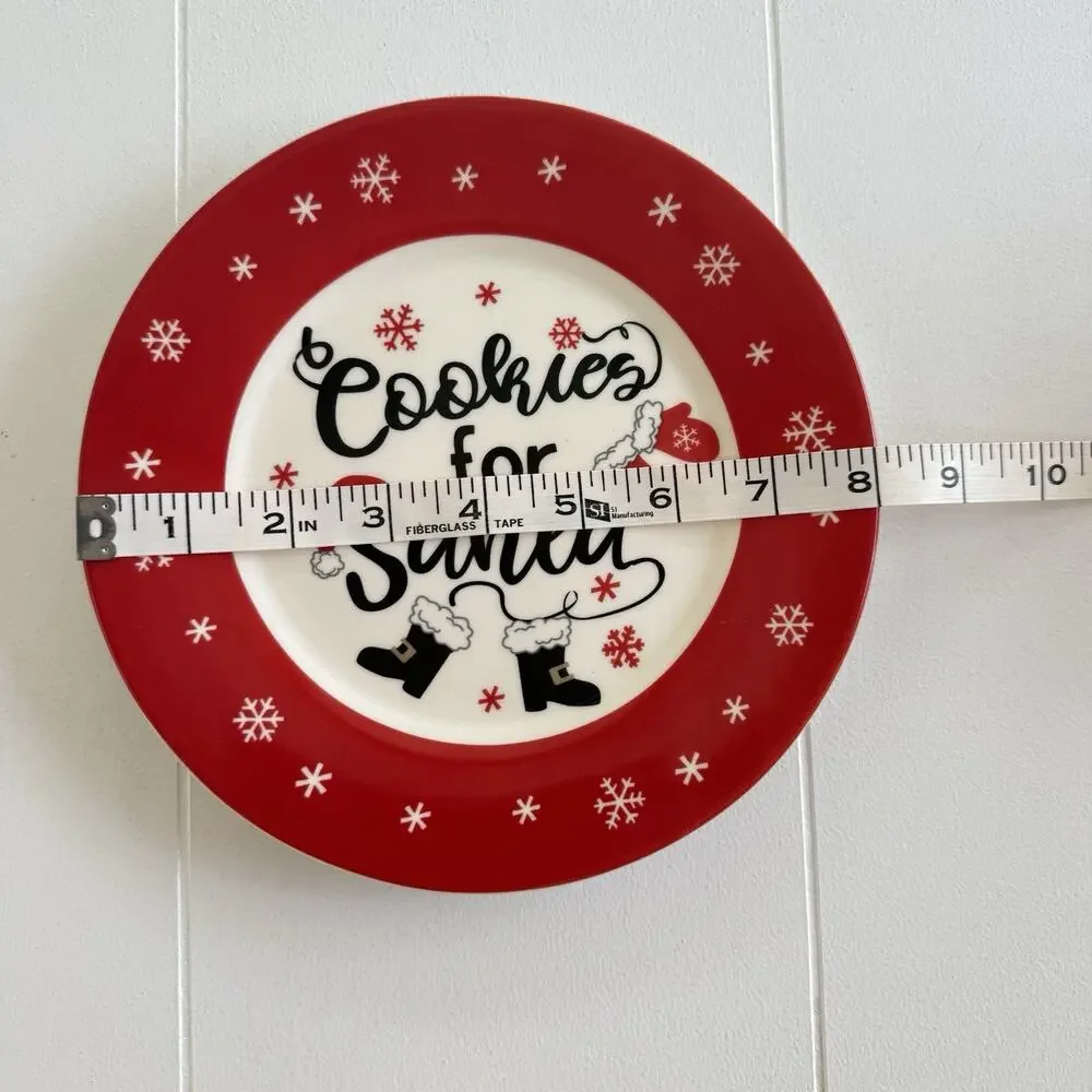 Christmas Stoneware Cookies For Santa Plate & Dear Santa Please Stop Here Mug